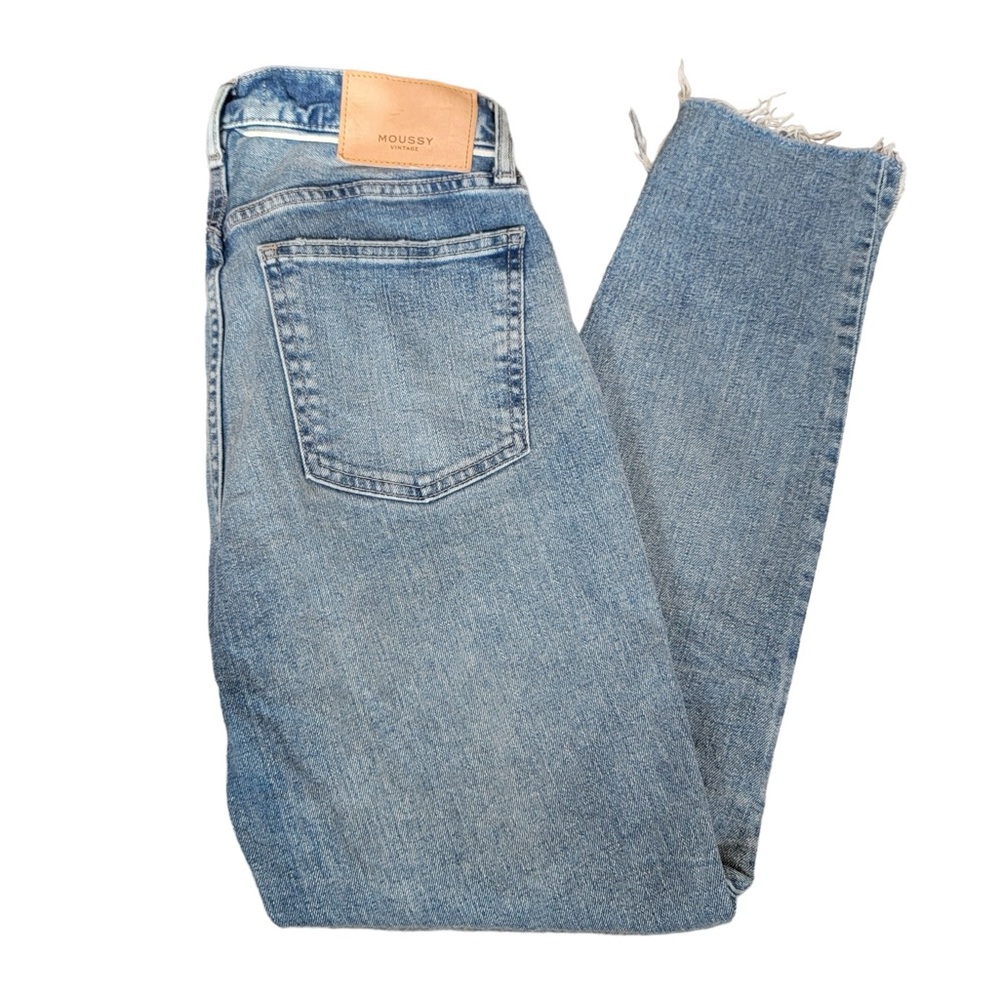 Moussy Vintage Blossom Skinny Jeans Light Blue Mid-Rise Raw Step Hem Wom… - Picture 15 of 16
